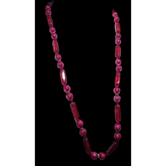 Vintage Pink And Red Beaded Statement Necklace - Picture 3 of 10